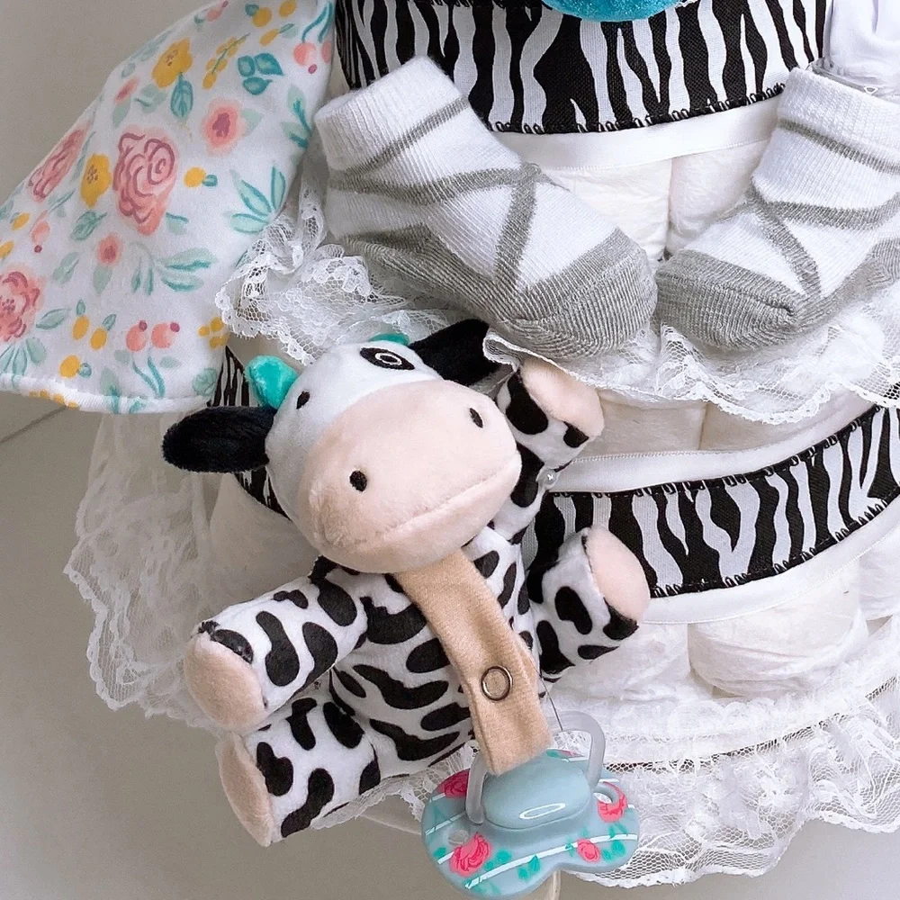Zebra Baby Girl Diaper Cake